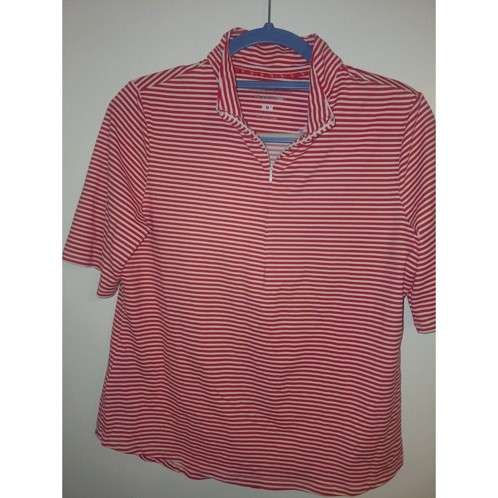 Tommy Bahama Aubrey Islandzone 1/4 Zip Top Red Striped Women's Size Medium EUC